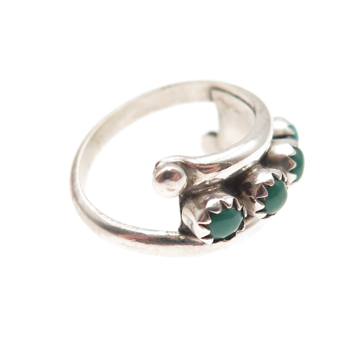 Old Pawn Sterling Vintage Southwestern Royston Turquoise Snake Eye Ring Size 5.5