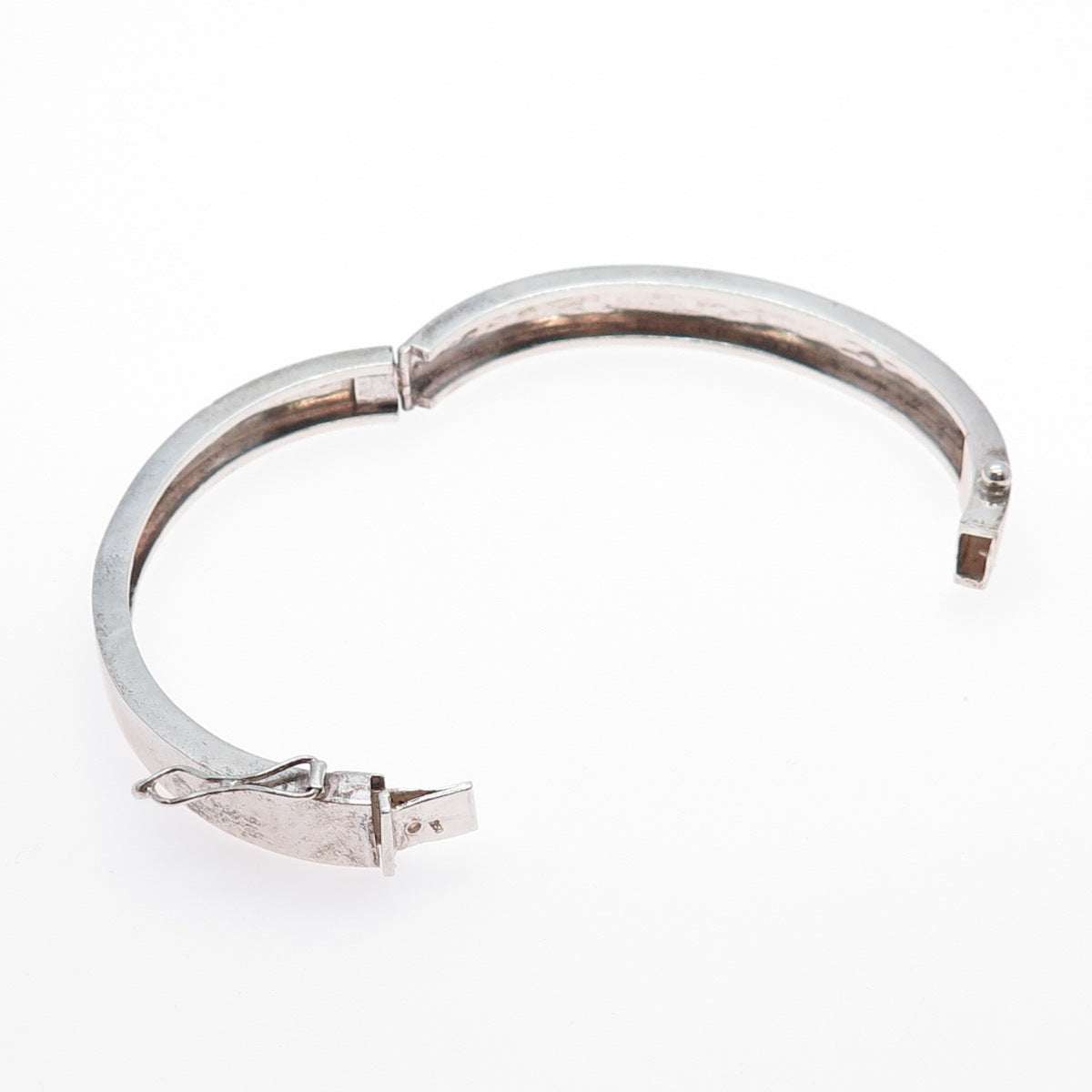 950 Silver Vintage Modernist Oxidized Bangle Bracelet 7"