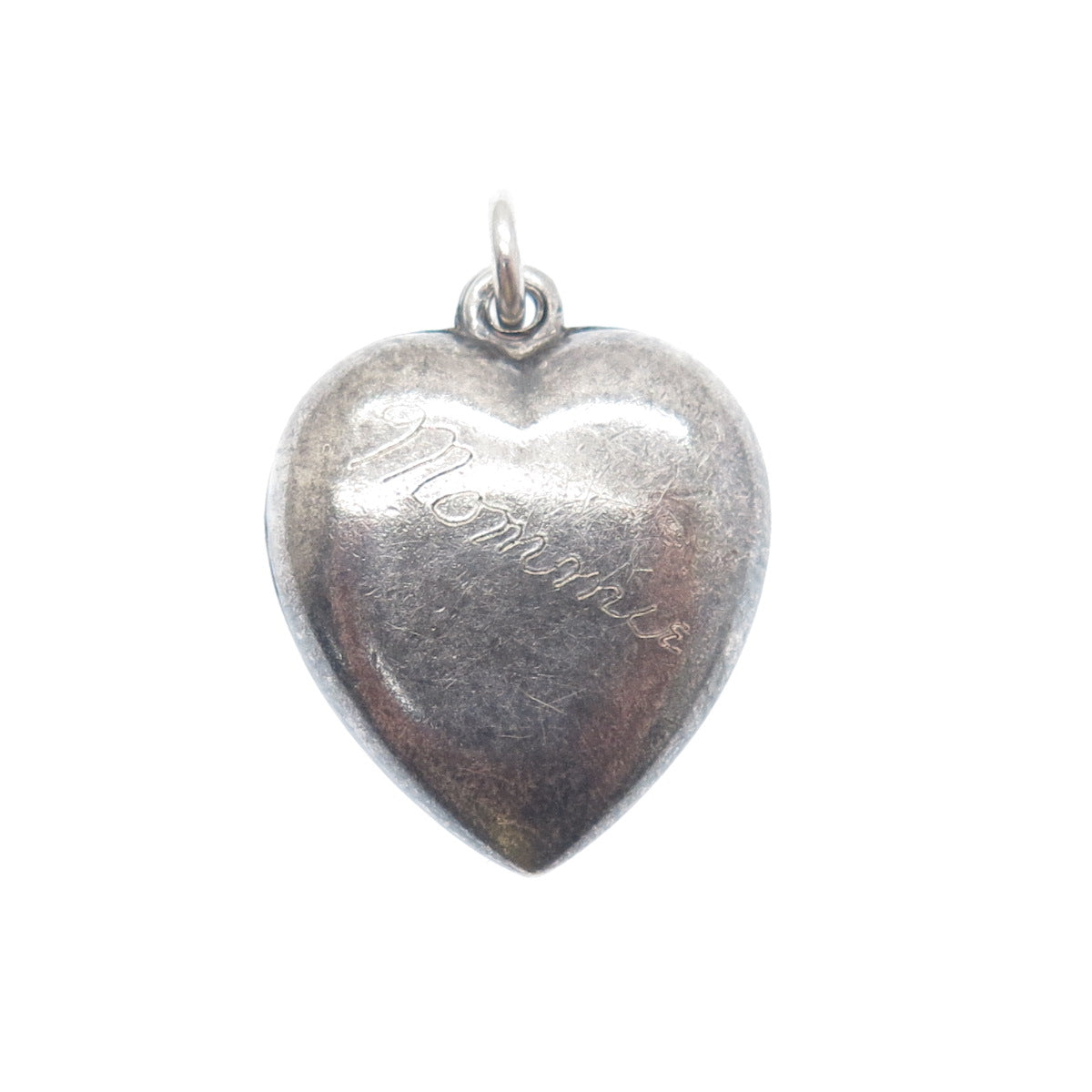 925 Sterling Silver Antique Art Deco Chatelaine Heart Minimalist Charm Pendant
