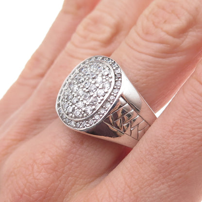 925 Sterling Silver Round-Cut C Z Sparkle Ring Size 11.25