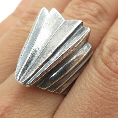 925 Sterling Silver Vintage Modernist Oxidized Ring Size 7.5