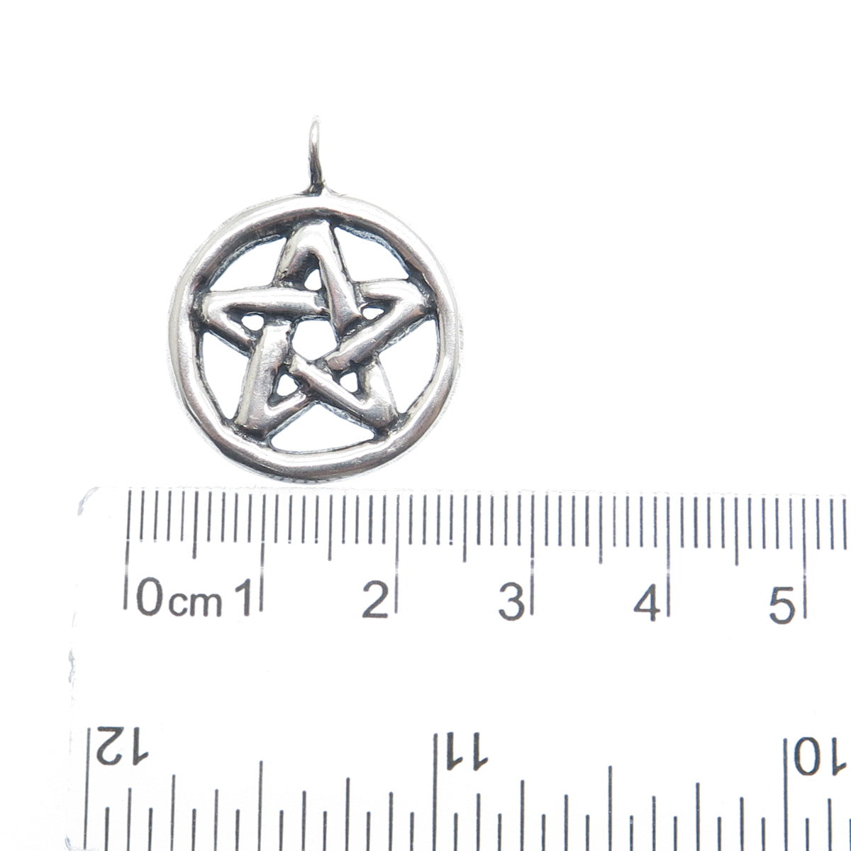 925 Sterling Silver Vintage Pentagram Oxidized Charm Pendant