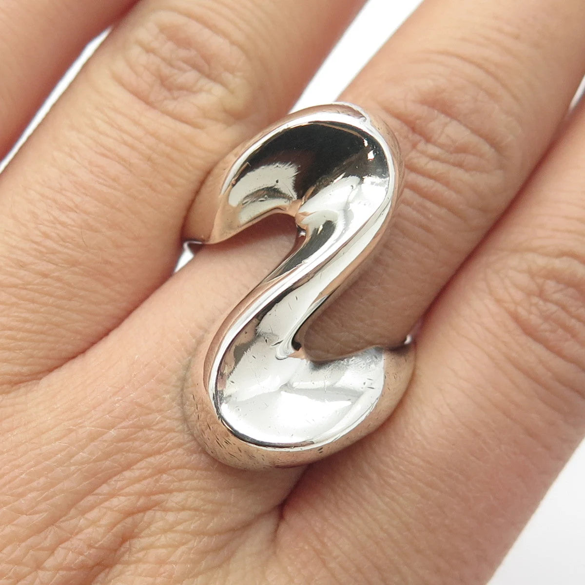 925 Sterling Silver Vintage Mexico Zig-Zag Ring Size 9.75