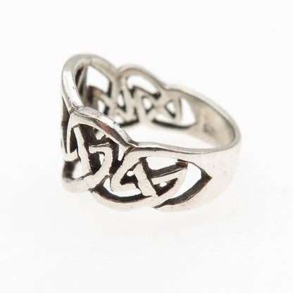 925 Sterling Silver Vintage Pentagram Celtic Knot Oxidized Ring Size 6.5