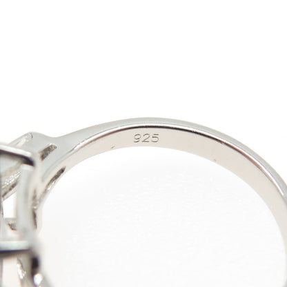 925 Sterling Silver Princess-Cut Shaped C Z Ring Size 7.25