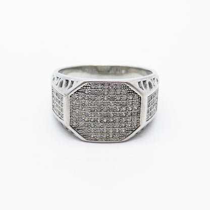 925 Sterling Silver Pave C Z Wide Ring Size 10