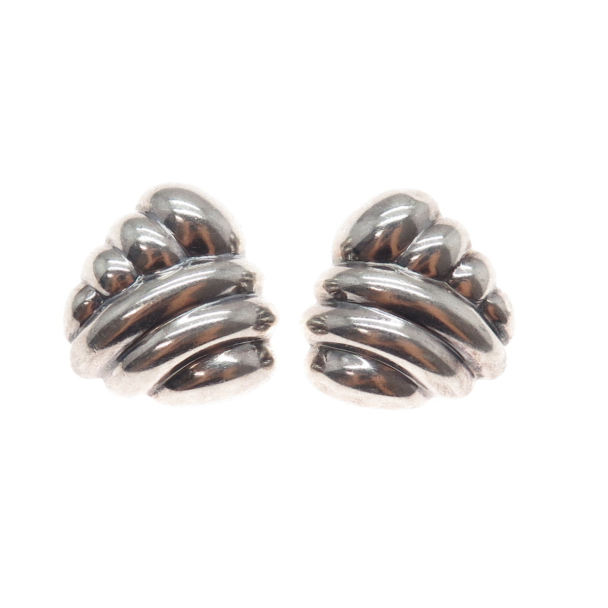 JONDELL 925 Sterling Silver Vintage Spain Modernist Clip On Earrings