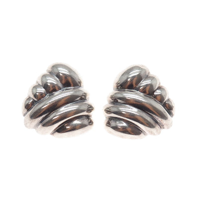 JONDELL 925 Sterling Silver Vintage Spain Modernist Clip On Earrings