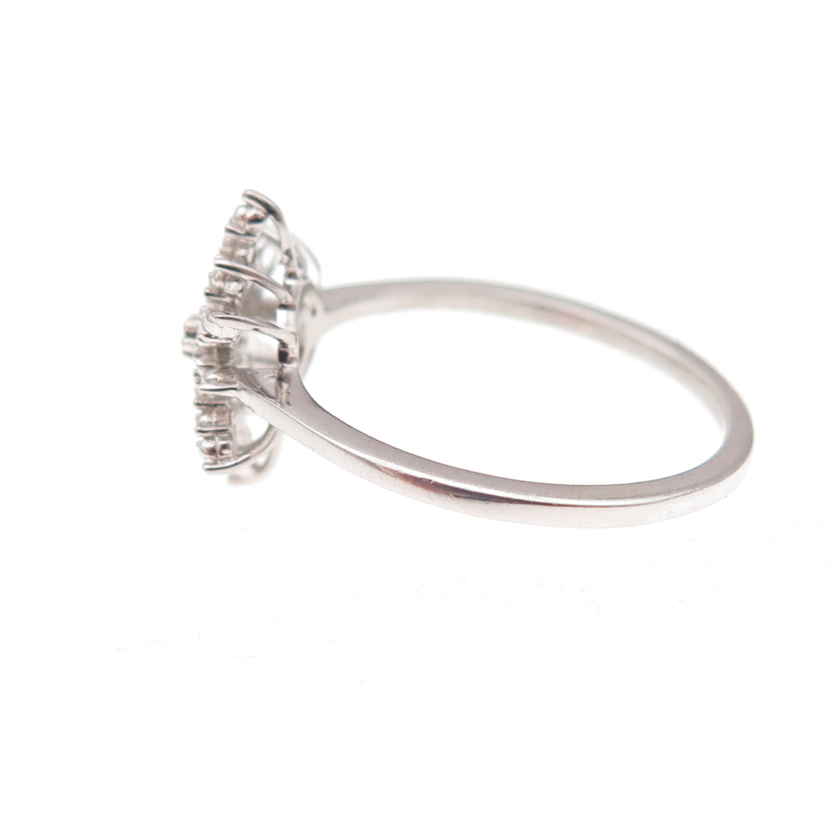 D'Joy 925 Sterling Silver Real Round-Cut Diamond Snowflake Ring Size 7.25