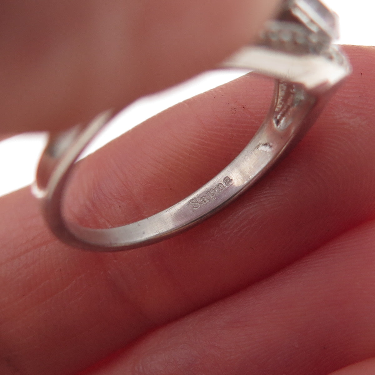 Sapna 925 Sterling Silver Round-Cut C Z Engagement Ring Size 6