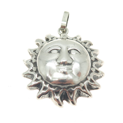 925 Sterling Silver Vintage Sun Face Pendant