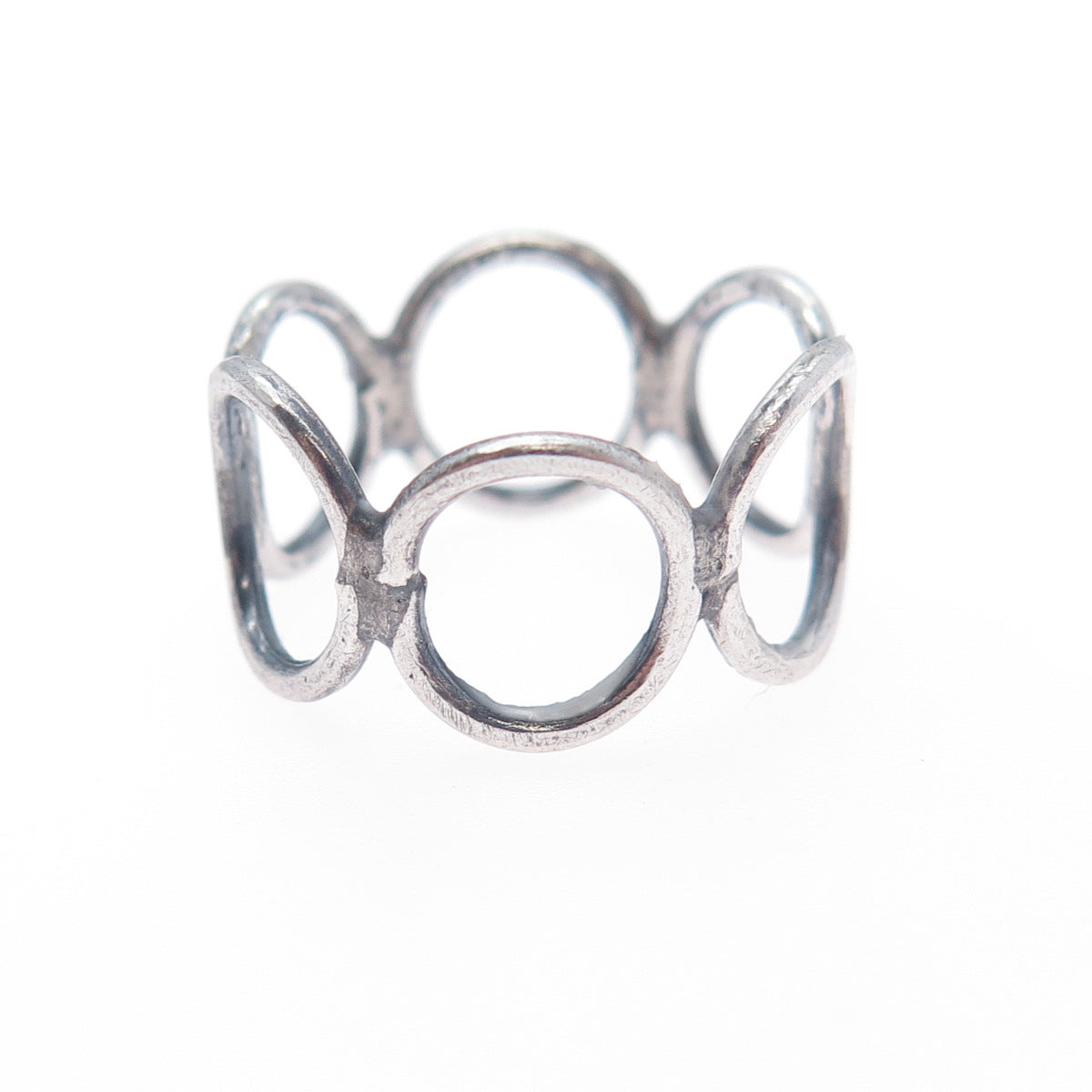 925 Sterling Silver Vintage Circle Link Oxidized Ring Size 6.5