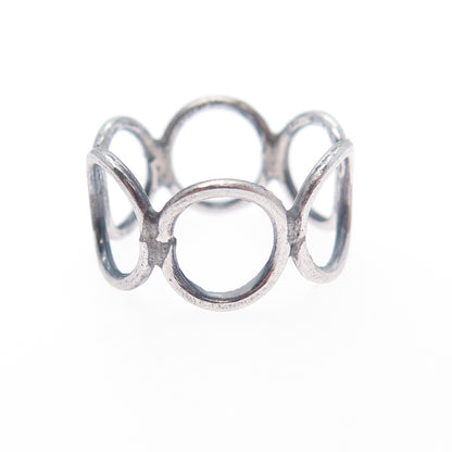 925 Sterling Silver Vintage Circle Link Oxidized Ring Size 6.5