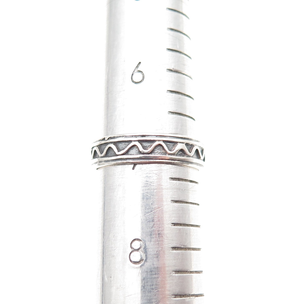 925 Sterling Silver Vintage Zig Zag Oxidized Band Ring Size 7