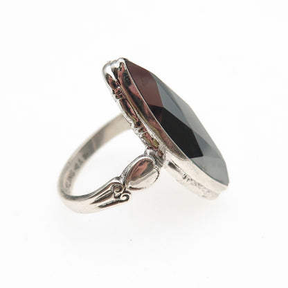 Clark & Coombs Sterling Silver Antique Art Deco Real Hematite Heart Ring Size 3
