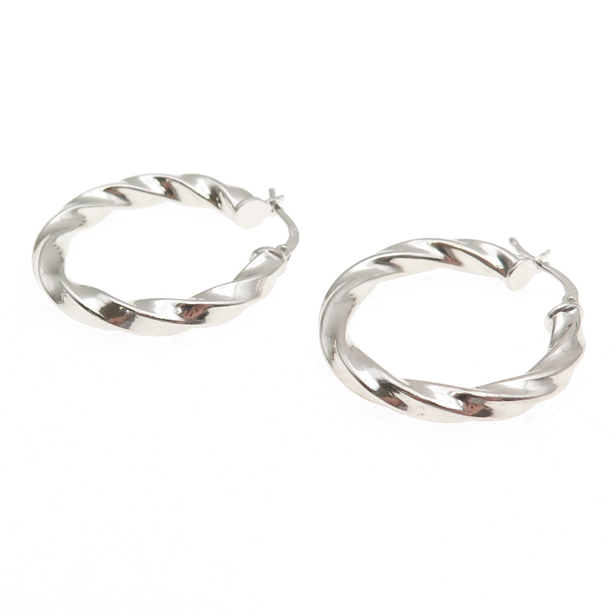 925 Sterling Silver RCI Twisted Hoop Earrings