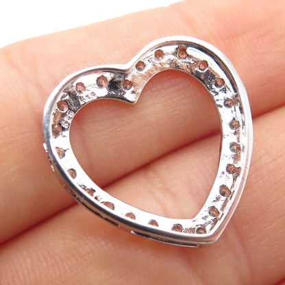 925 Sterling Silver Round-Cut C Z Heart Slide Pendant