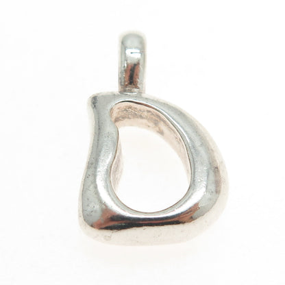 925 Sterling Silver Vintage Letter "D" Initial Modernist Pendant