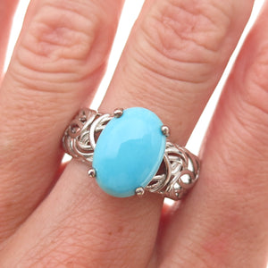 Chuck Clemency 925 Sterling Silver Real Turquoise Byzantine Ring Size 8.25