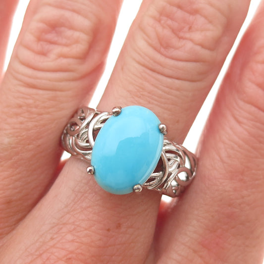 Chuck Clemency 925 Sterling Silver Real Turquoise Byzantine Ring Size 8.25