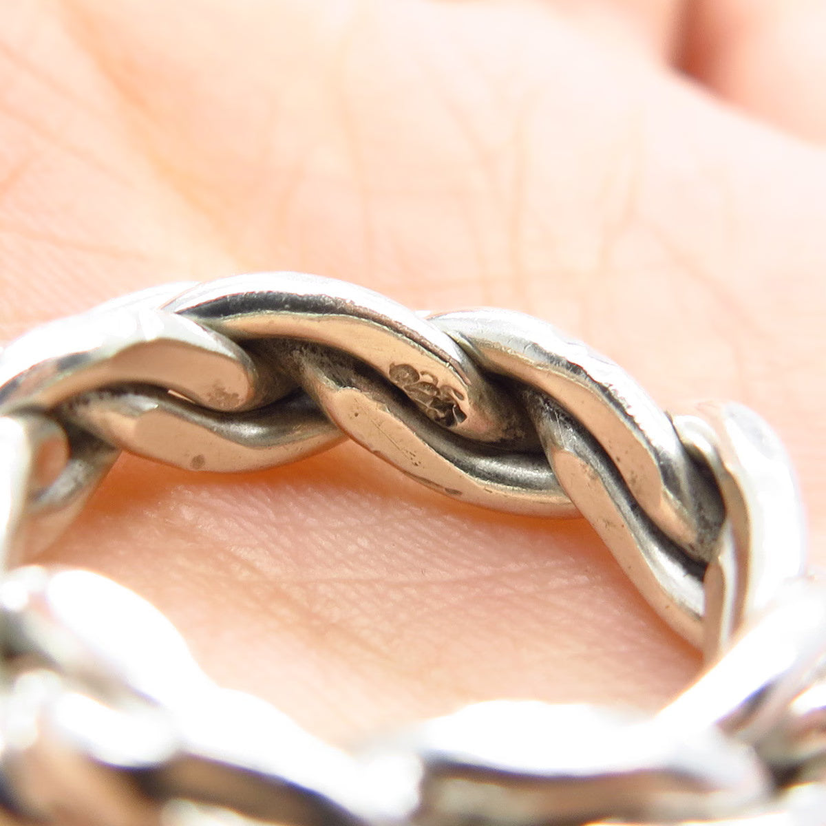 925 Sterling Silver Vintage Wicker / Twisted Band Ring Size 6.5