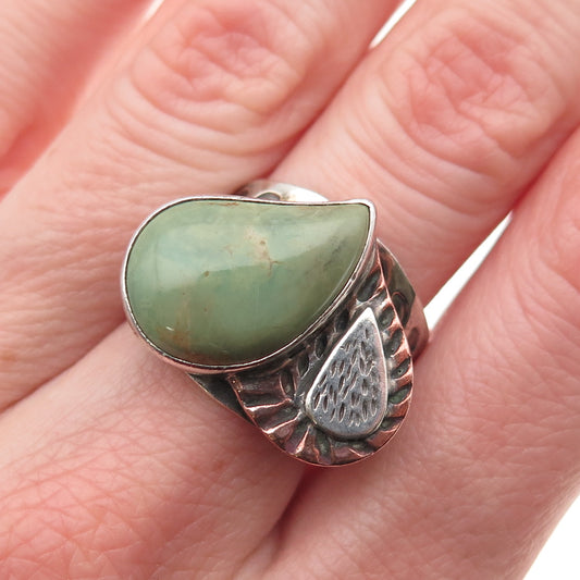 Jay King Desert Rose Sterling 2-Tone Vintage Real Turquoise Heart Ring Size 8