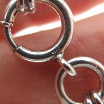 925 Sterling Silver Vintage Modernist Oval Link Bracelet 7.25"