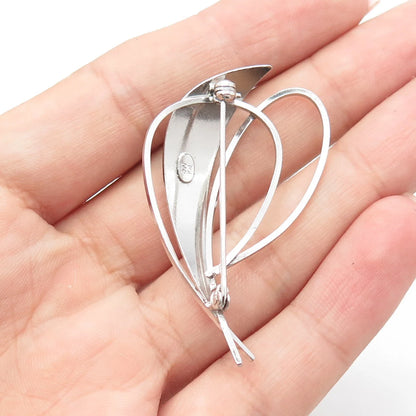 800 Silver Vintage K&L Modernist Leaf Pin Brooch