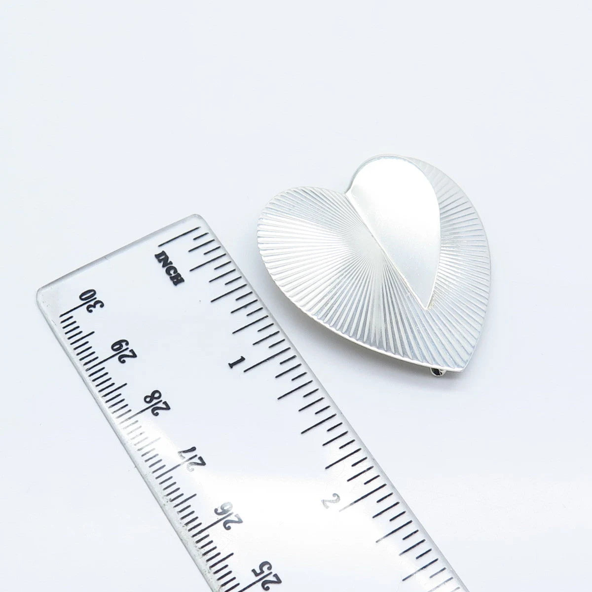 925 Sterling Silver Vintage EDI Striped Heart Pin Brooch