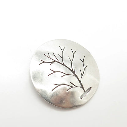 925 Sterling Silver Vintage Tree of Life Round Pendant