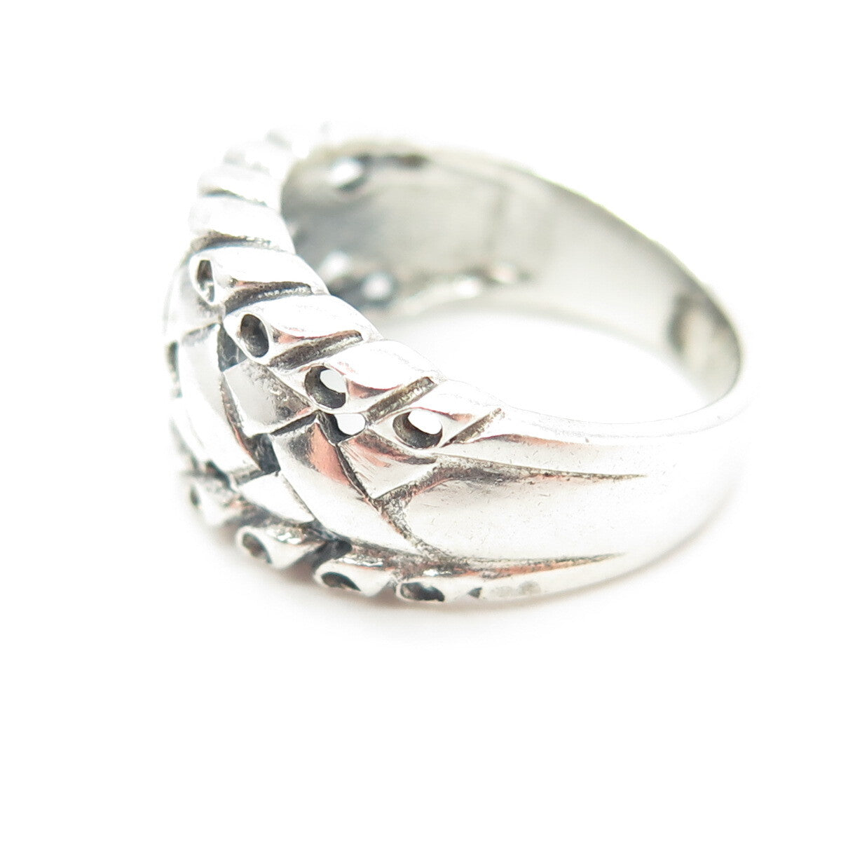 925 Sterling Silver Vintage Wicker Ring Size 6.75