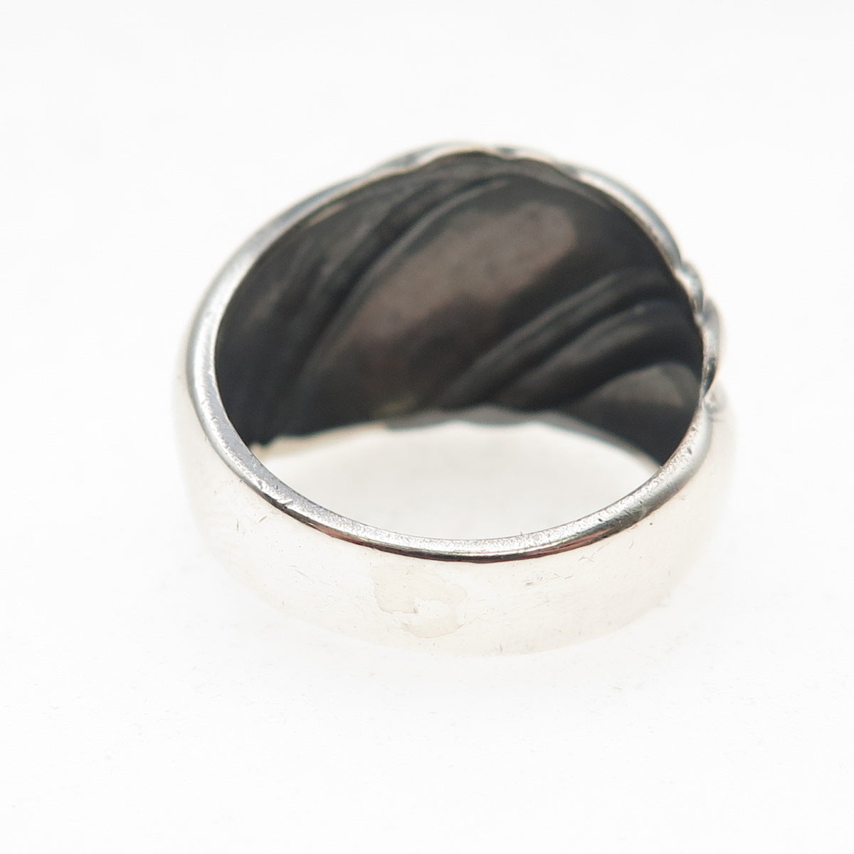 Kabana 925 Sterling Silver Vintage Modernist Oxidized Ring Size 8.25