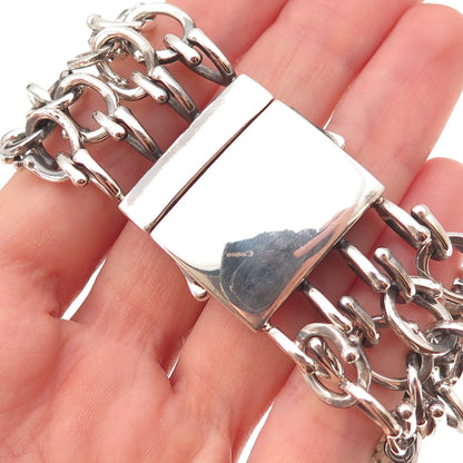 Michael Dawkins 925 Sterling Silver Real Smoky Quartz 4-Chain Bracelet 6.75"