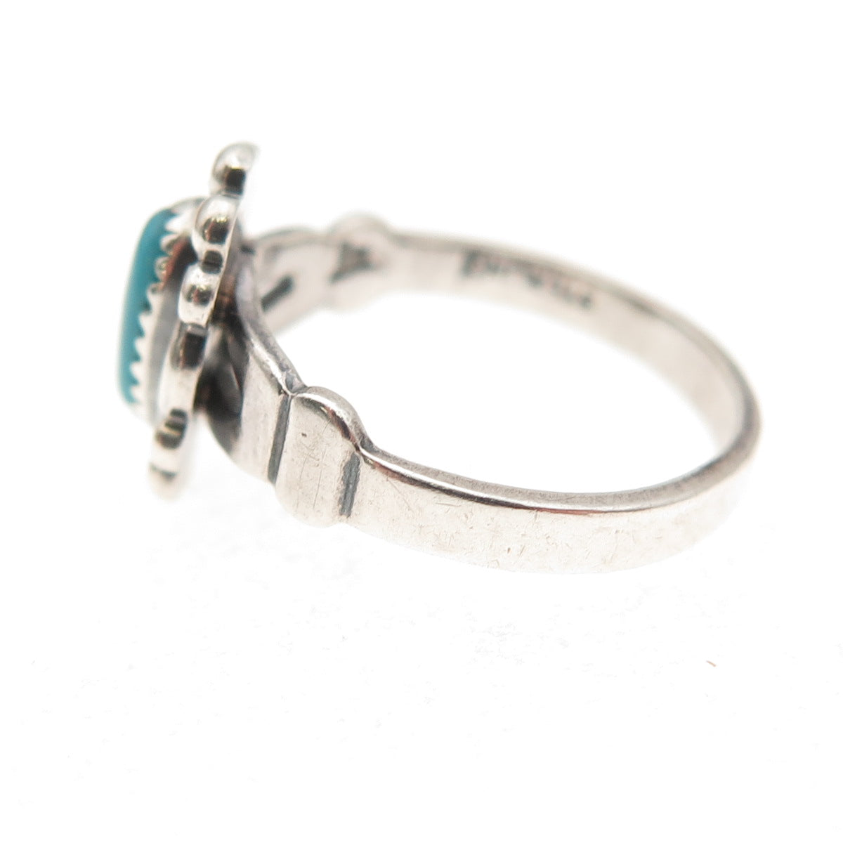 Bell Trading Post Old Pawn 925 Sterling Silver Vintage Turquoise Ring Size 4.5
