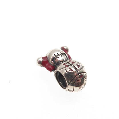 Chamilia 925 Sterling Silver Enamel Japanese Geisha Doll Slide Bead Charm