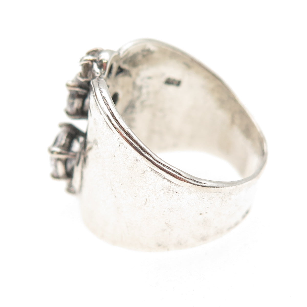 925 Sterling Silver Vintage Round-Cut C Z Modernist Oxidized Ring Size 8.25