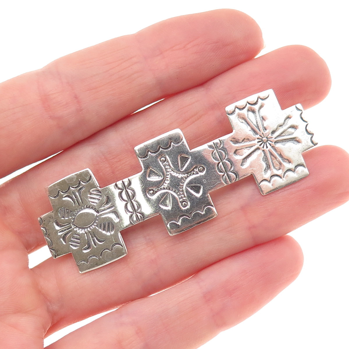 Lester Jackson Navajo Old Pawn 925 Sterling Vintage Cross French Hair Barrette