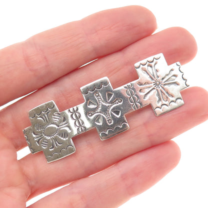 Lester Jackson Navajo Old Pawn 925 Sterling Vintage Cross French Hair Barrette