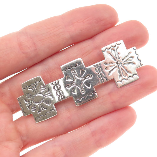 Lester Jackson Navajo Old Pawn 925 Sterling Vintage Cross French Hair Barrette