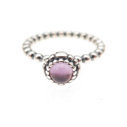 Pandora 925 Sterling Silver Real Amethyst February Birthday Blooms Ring Size 6