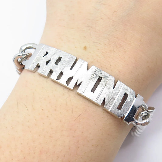 925 Sterling Silver Vintage Elco "Raymond" Personalized Cable Bracelet 7.25"