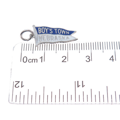 FRENCH & FRANKLIN 925 Sterling Silver Vintage Enamel Boy's Town Nebraska Pendant