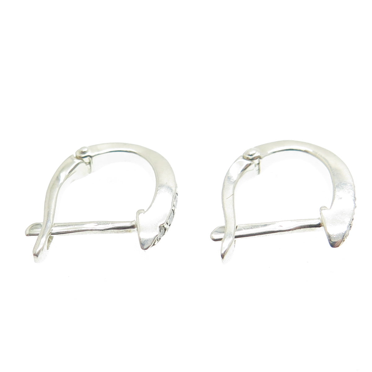 925 Sterling Silver Real Round-Cut Diamond Hoop Earrings