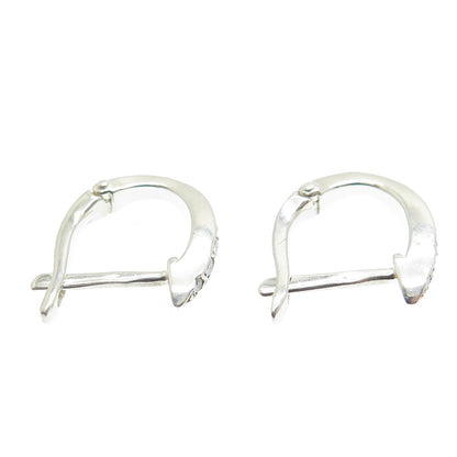925 Sterling Silver Real Round-Cut Diamond Hoop Earrings