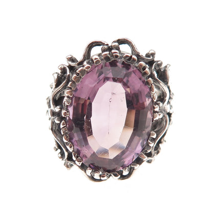 Chateau D’Argent 925 Sterling Silver Vintage Purple C Z Oxidized Ring Size 8