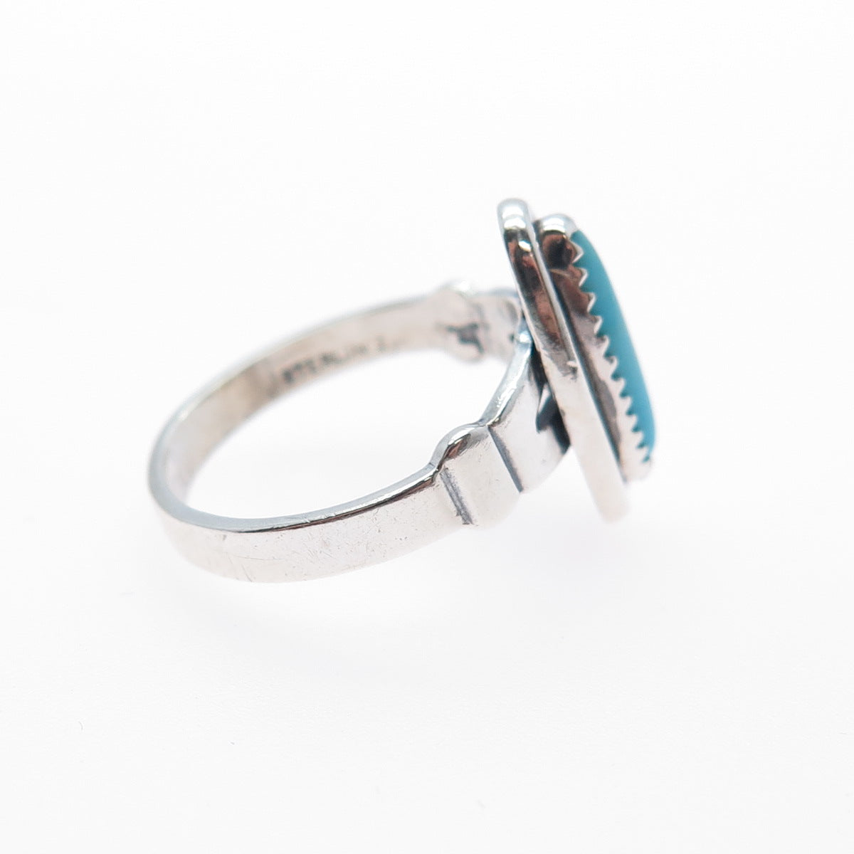 Old Pawn 925 Sterling Silver Vintage Southwestern Turquoise Tribal Ring Size 4.5