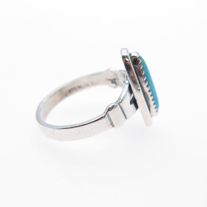 Old Pawn 925 Sterling Silver Vintage Southwestern Turquoise Tribal Ring Size 4.5