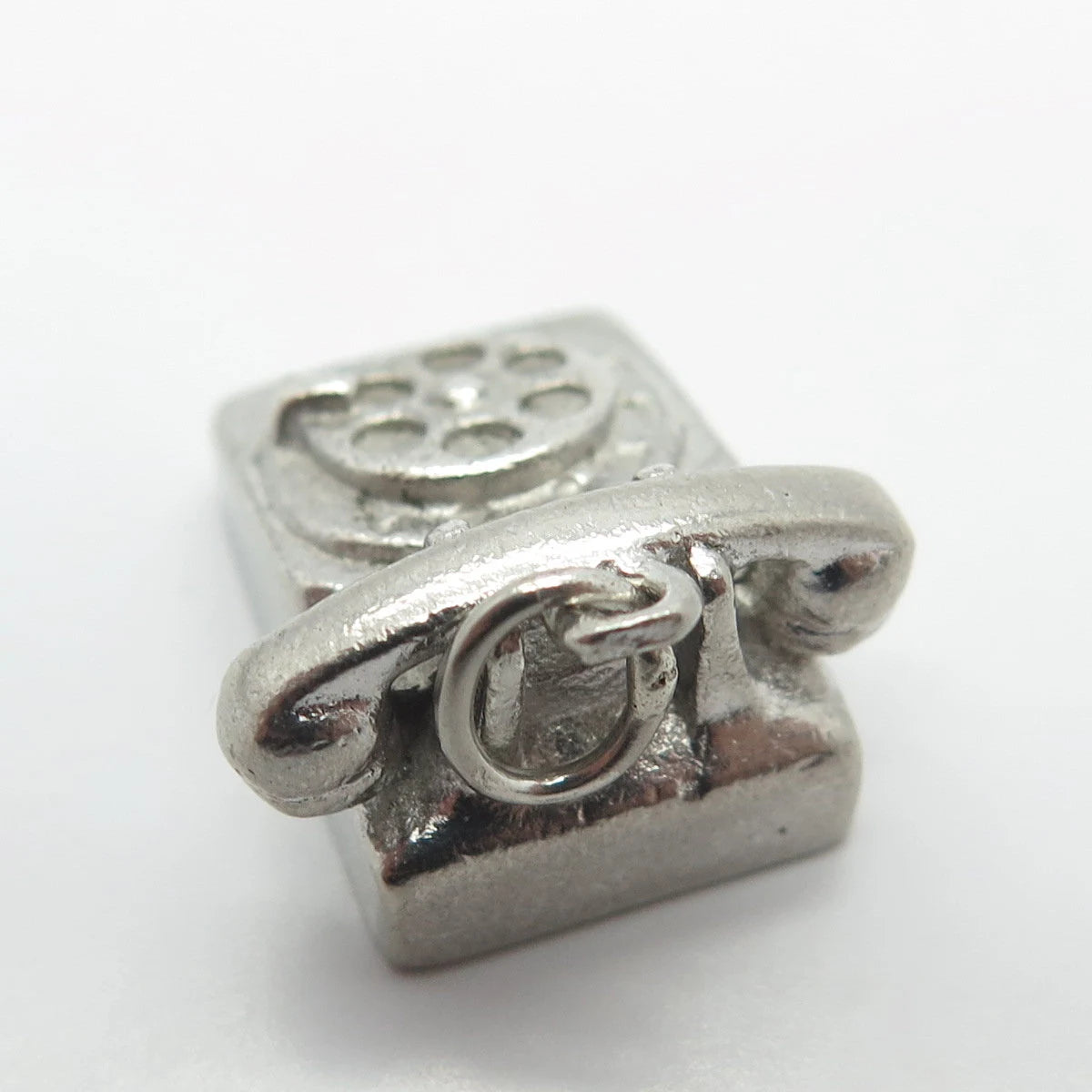 925 Sterling Silver Vintage M & M Old Telephone Charm Pendant