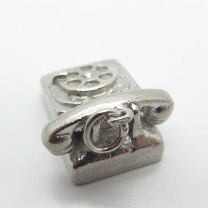 925 Sterling Silver Vintage M & M Old Telephone Charm Pendant