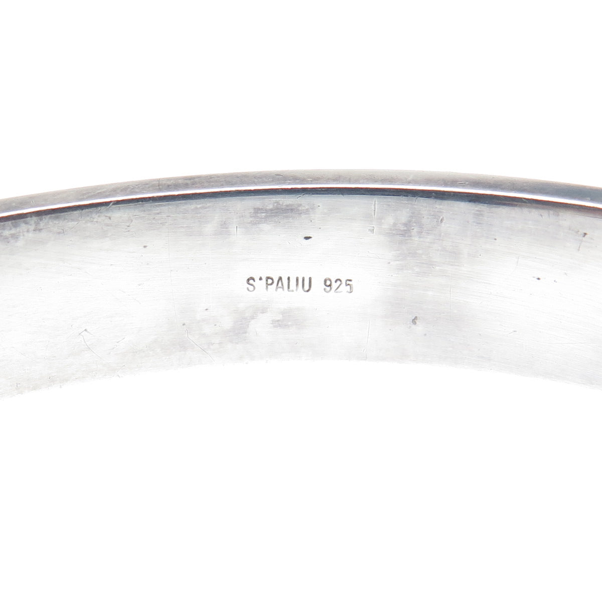 JOACHIM S’PALIU Sterling Silver Vintage Spain Carnelian Bangle Bracelet 7.75"